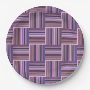 Mauve stripes weave pattern paper plates