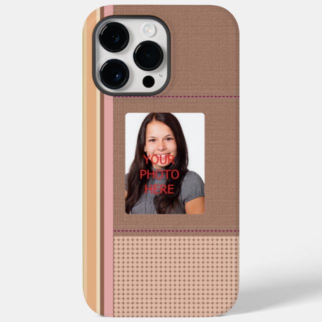 Mauve Stylish Fram with Custom Photo Case-Mate iPhone Case (Back)