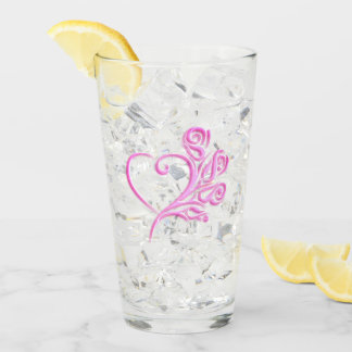 Mauve Stylized Heart and Roses, embossed-effect Glass