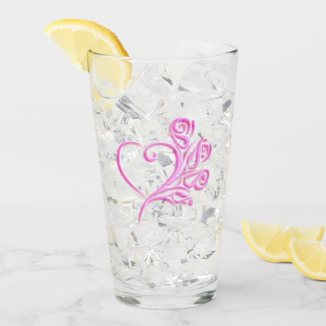 Mauve Stylized Heart and Roses, embossed-effect Glass (Front Ice)