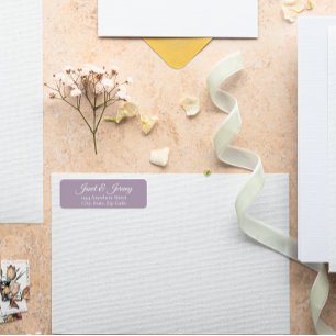 Mauve Stylized Names Wedding Address Label