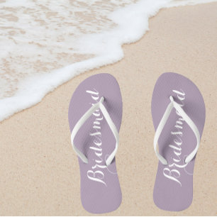 Mauve Stylized Wedding Bridesmaid Flip Flops