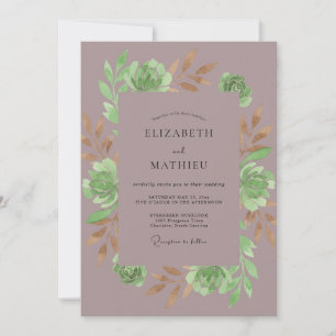Mauve Succulent Botanical Wedding Invitation