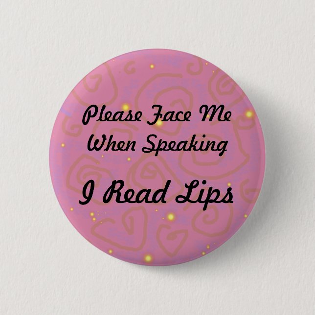 Mauve Swirl Hearing Loss Button (Front)