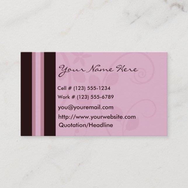 Mauve Swirl Profile And Business Card (Front)