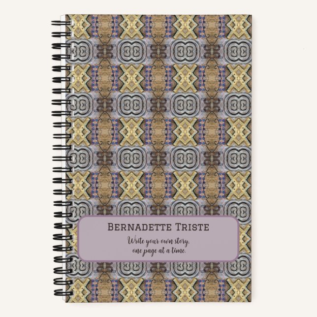 Mauve Tan Brown Geometric Seamless Pattern Notebook (Front)