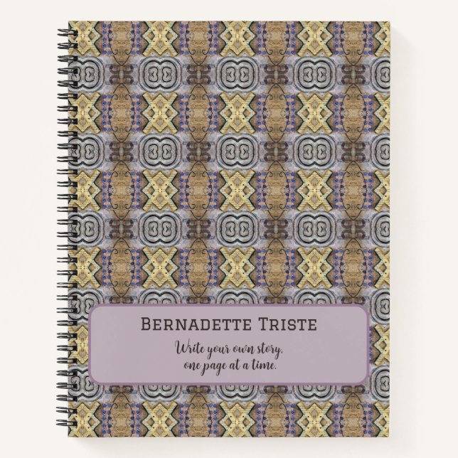 Mauve Tan Brown Geometric Seamless Pattern Notebook (Front)