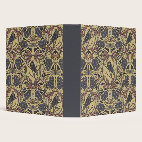 Mauve, Tan & Gray Crow & Dragonfly Floral 3 Ring Binder