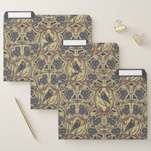 Mauve, Tan & Gray Crow & Dragonfly Floral File Folder