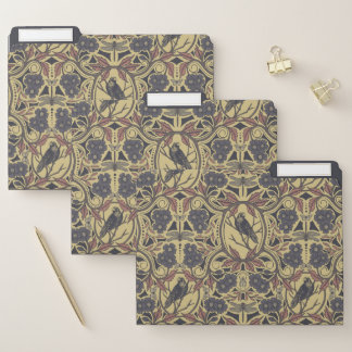 Mauve, Tan & Gray Crow & Dragonfly Floral File Folder