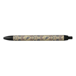 Mauve, Tan & Gray Crow & Dragonfly Floral Pen