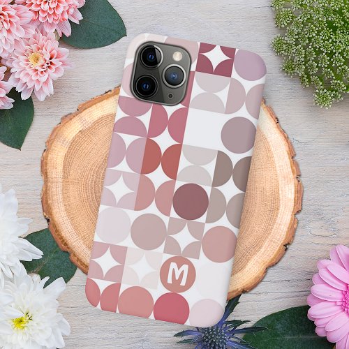 Mauve Taupe Blush Pink Midcentury Circles Pattern iPhone 11 Pro Case