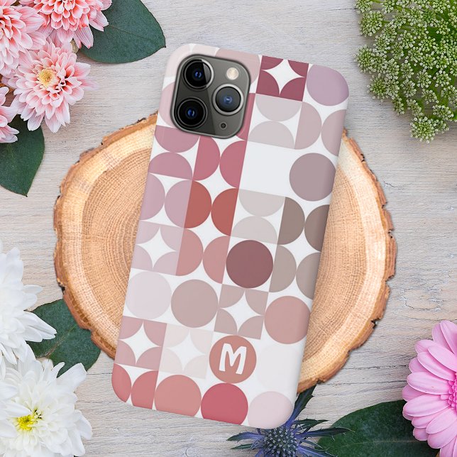  Mauve Taupe Blush Pink Midcentury Circles Pattern iPhone Case (Creator Uploaded)