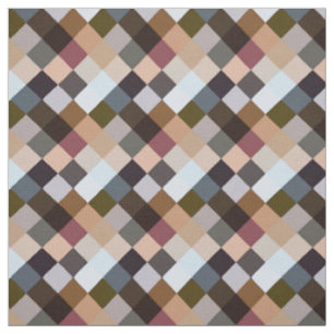Mauve Taupe Gray Slate Blue Squares Mosaic Pattern Fabric