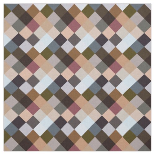 Mauve Taupe Gray Slate Blue Squares Mosaic Pattern Fabric
