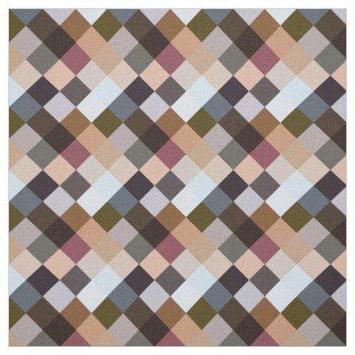 Mauve Taupe Gray Slate Blue Squares Mosaic Pattern Fabric