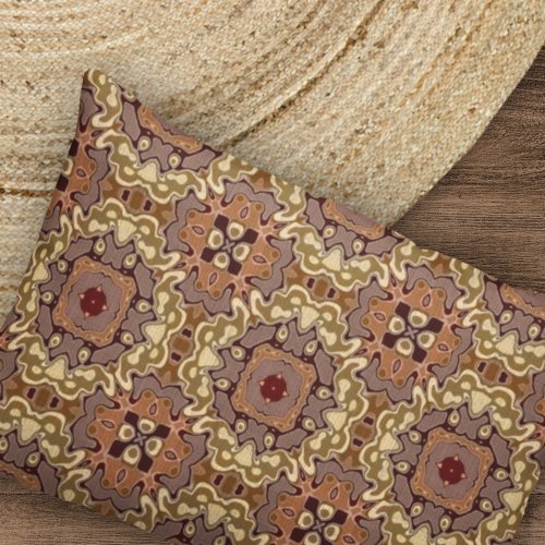 Mauve Taupe Ochre Tan Brown Bohemian Bali Art Pillow Case