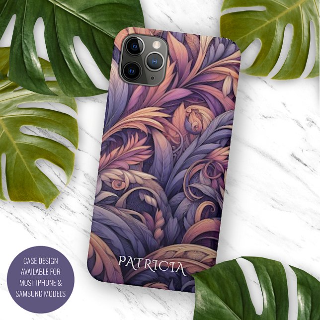 Mauve Taupe Pink Violet Purple Paisley Pattern Case-Mate iPhone Case (Creator Uploaded)