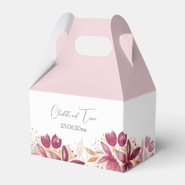 Mauve Terracotta Blush Floral Elegant Favor Boxes (Front Side)