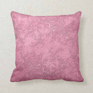 Mauve Texture Vines Floral Pink Vintage Victorian Throw Pillow