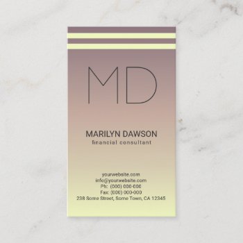 Mauve To Cream Ombré Minimal Monogram Accountant Business Card by sunnymars at Zazzle