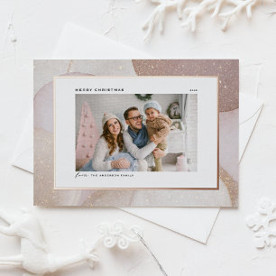Mauve Tones and Glitter Accents Photo Christmas Foil Holiday Postcard