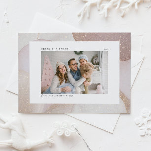Mauve Tones and Glitter Accents Photo Christmas Holiday Card
