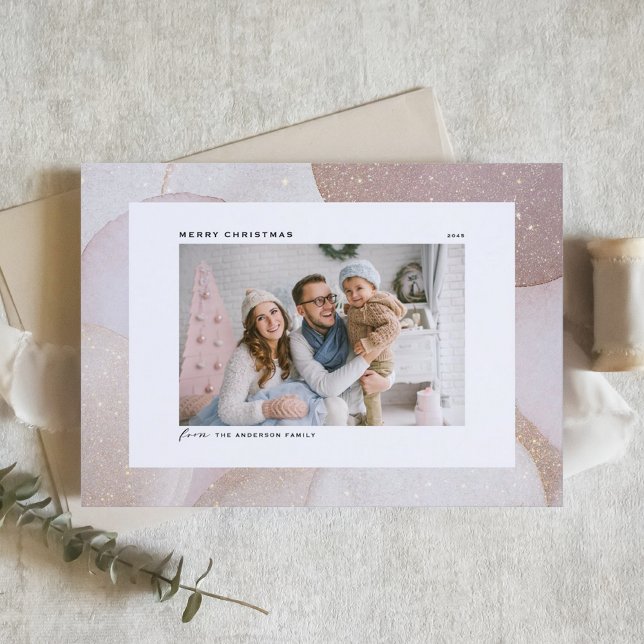 Mauve Tones and Glitter Accents Photo Christmas Holiday Card (Creator Uploaded)