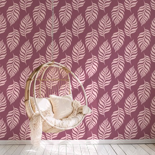 Mauve Tropical Leaf Wallpaper