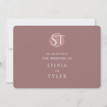 Mauve Typography Crest Monogram Wedding