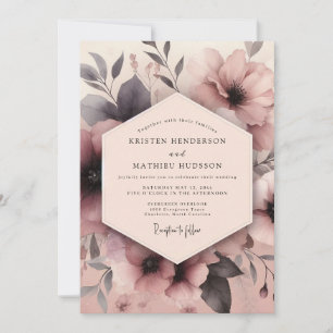 Mauve Umbral Bloom Wedding Invitation