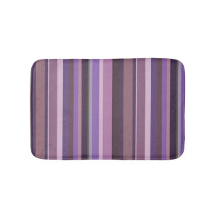 Mauve vertical stripes bathroom mat