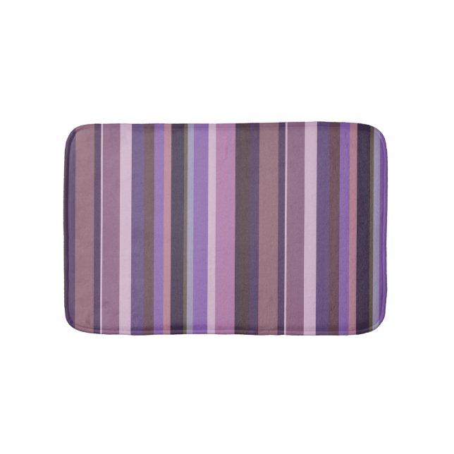 Mauve vertical stripes bathroom mat (Front)