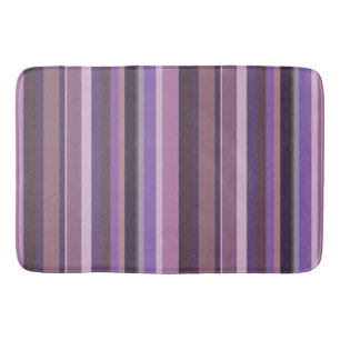 Mauve vertical stripes bathroom mat