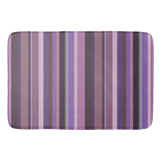 Mauve vertical stripes bathroom mat (Front)