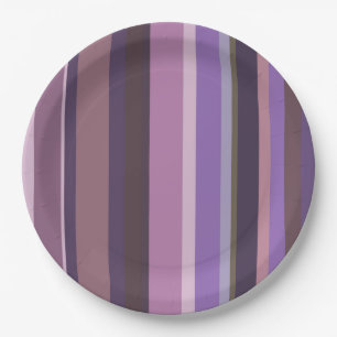 Mauve vertical stripes paper plates