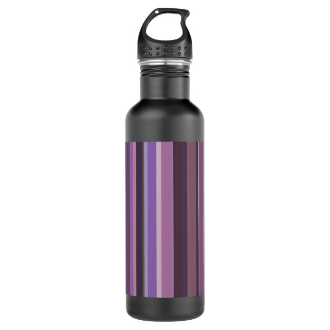 Mauve vertical stripes stainless steel water bottle (Front)