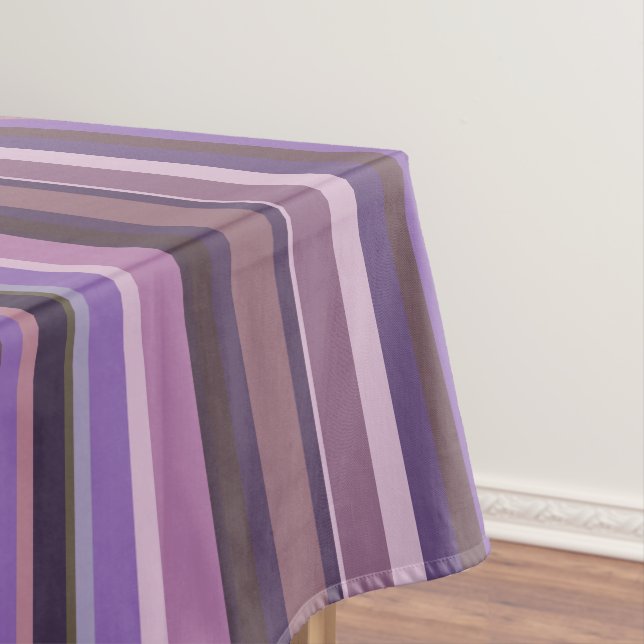 Mauve vertical stripes tablecloth (In Situ)