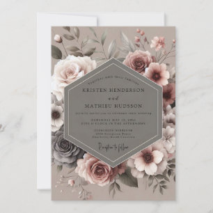 Mauve Vintage Bloom Wedding Invitation