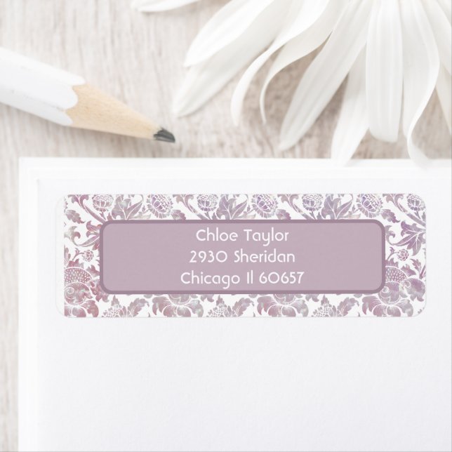 Mauve vintage botanical pattern   label (Insitu)