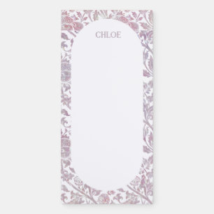 Mauve vintage botanical pattern magnetic notepad