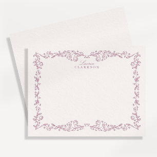 Mauve Vintage Floral Border Bride Note Card
