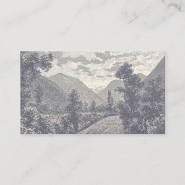 Mauve Vintage Mountain Custom Business Card v2 (Front)