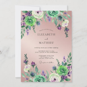 Mauve Violet Foliage Eucalyptus Wedding Invitation