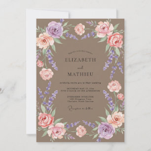 Mauve Violet Wreath Wedding Invitation