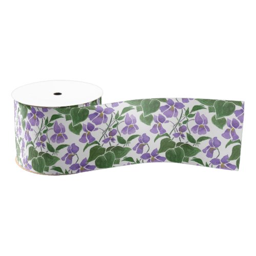 Mauve Violets Floral Custom Grosgrain Ribbon