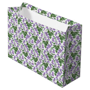 Mauve Violets Floral Pattern Large Gift Bag