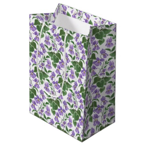 Mauve Violets Floral Pattern Medium Gift Bag