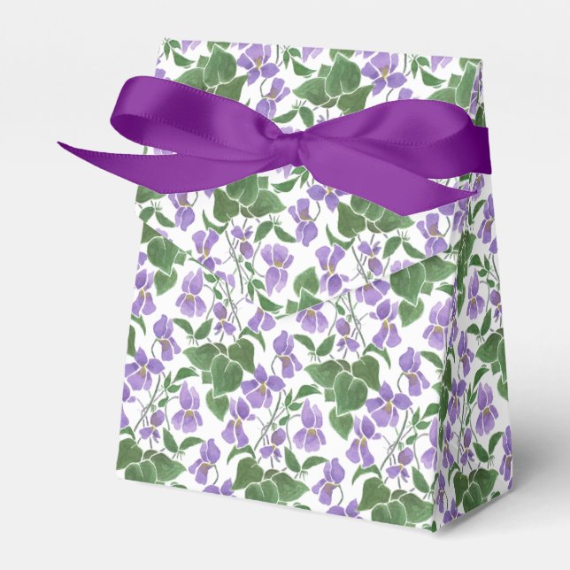 Mauve Violets Floral Pattern Tent Favor Box (Front Side)