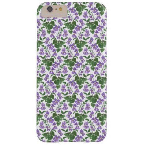 Mauve Violets on White Floral Custom iPhone 6 Plus Barely There iPhone 6 Plus Case